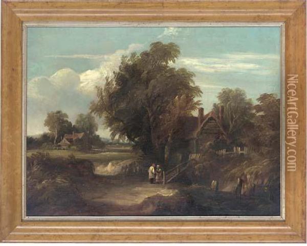 Travellers Camped By A Stream Oil Painting - Henry John Boddington