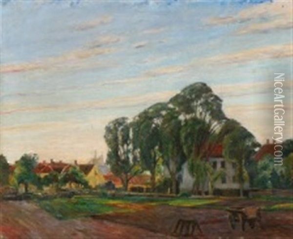 En Gammel Gaard Pa Amager Oil Painting - Johan Rohde
