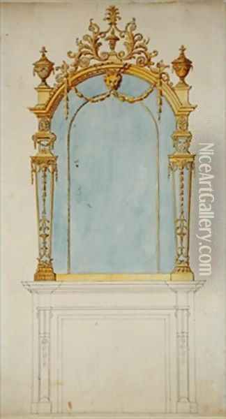 Design for a giltwood mirror Oil Painting - Thomas Chippendale