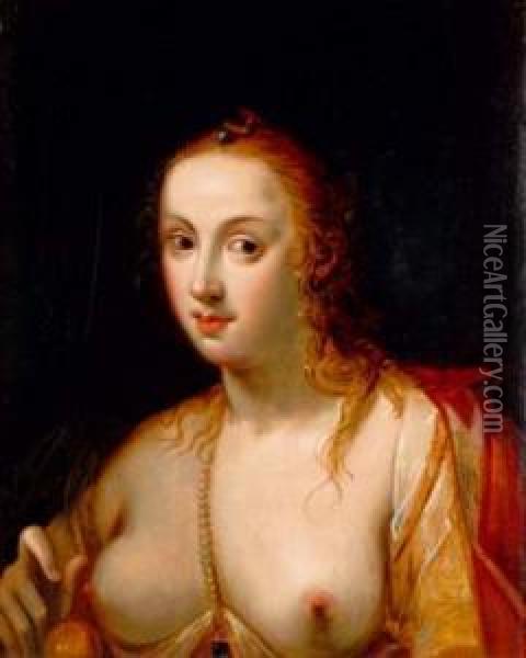 Jeune Femme Au Collier De Perles Oil Painting - Gortzius Geldorp