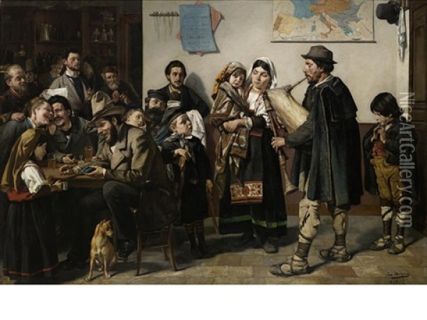 Travelling Musicians Oil Painting - Edouard De Jans