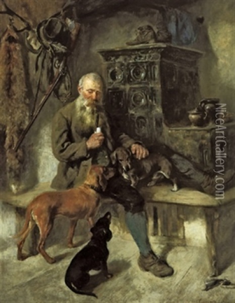 Jager Mit Seinen Hunden Oil Painting - Max Correggio