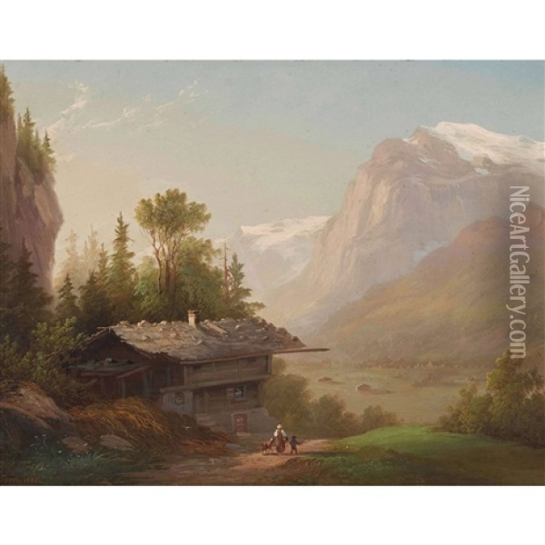Sommerliche Berglandschaft Mit Dem Titlis Oil Painting - Ferdinand Sommer