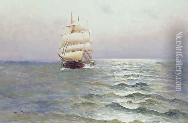 Tall Ship Oil Painting - Alfred Serenius Jensen
