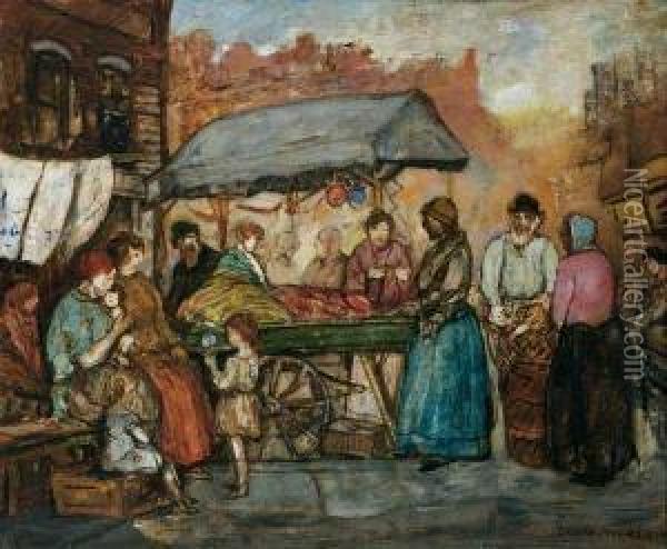 The Street Vendor Oil Painting - Jerome Myers