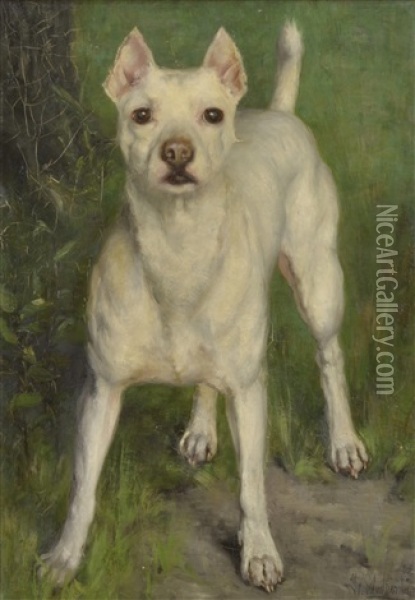 Hundportratt. Signerat Oil Painting - Ida Eleonora de Schulzenheim