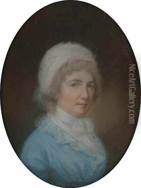 Portrait Of A Lady, Purportedly The Artist's Wife. Oil Painting - John Raphael Smith