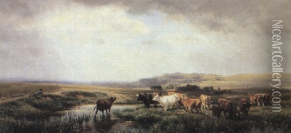 Herdsman's Rest Oil Painting - Henry William Banks Davis