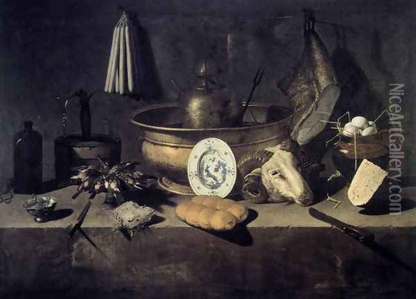 Still-Life with a Head of a Ram Oil Painting - Giuseppe Recco