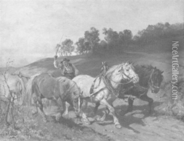 Bauer Mit Pferdegespann Oil Painting - Julius von Blaas