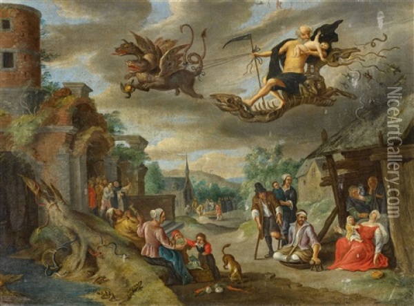 Saturn Devouring His Children Oil Painting - Jan van Kessel the Elder