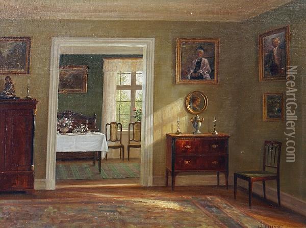 Interior Scene Oil Painting - Hans Hilsoe
