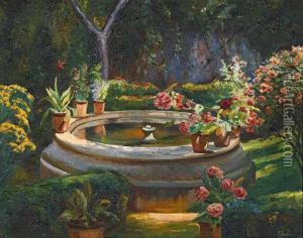 Un Jardin Oil Painting - Joan Fuster Bonnin