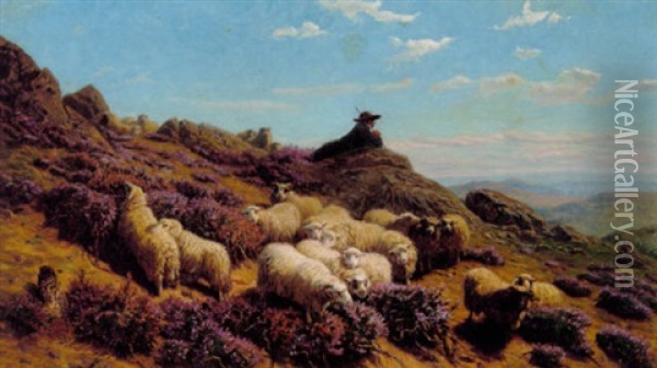 Landskab Med En Lille Hyrdedreng Oil Painting - August Friedrich Albrecht Schenck