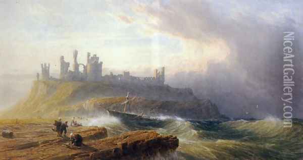 Dunstanborough Castle, Northumberland Oil Painting - John Mogford