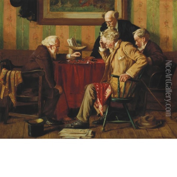 Men Playing Checkers Oil Painting - Harry Herman Roseland