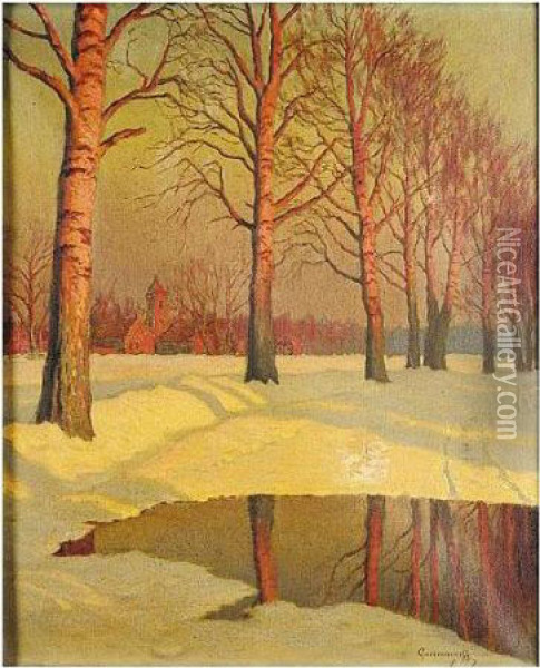 Sunlit Trees Oil Painting - Michail Markianovic Germasev