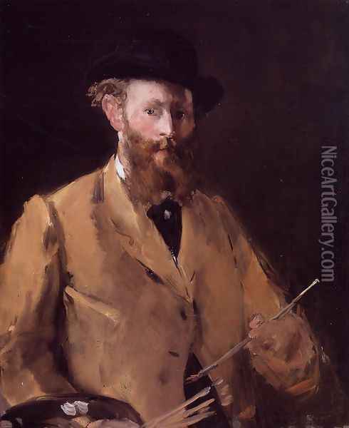 Self Portrait With A Palette Oil Painting - Edouard Manet
