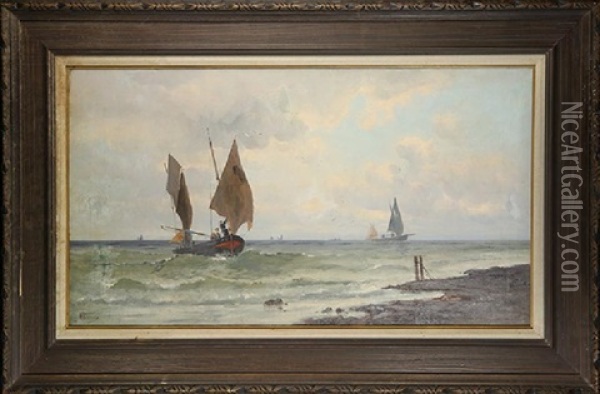 Harbor Scene Oil Painting - Manuel Valencia