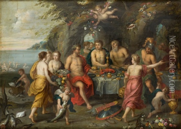 Banquete De Los Dioses Oil Painting - Hendrick van Balen