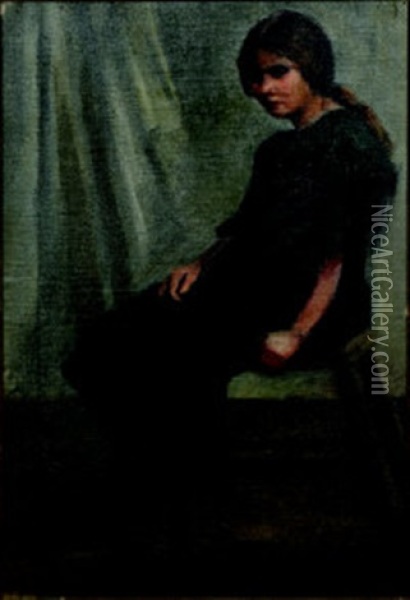 A Portrait Of Gertrude Mary Johns (gerty) Oil Painting - Stanhope Forbes