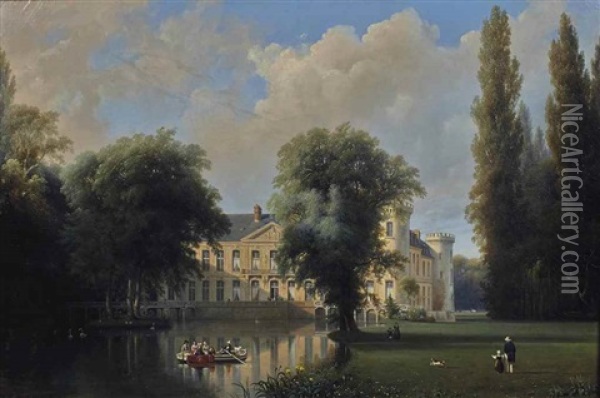 Vue Du Chateau D'ermenonville Oil Painting - Carl Joseph Kuwasseg