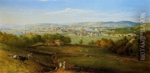 A Prospect Of Huddersfield Oil Painting - William Cowen