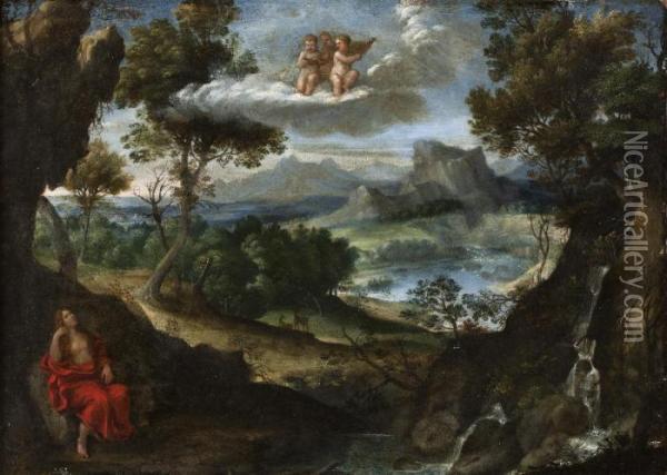 Paesaggio Con La Maddalena Oil Painting - Pietro Paolo Bonzi
