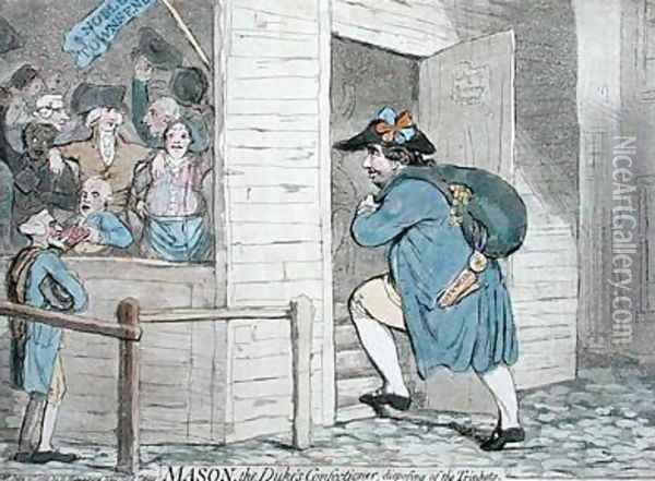 Mason the Dukes Confectioner disposing of the Trinkets Oil Painting - James Gillray