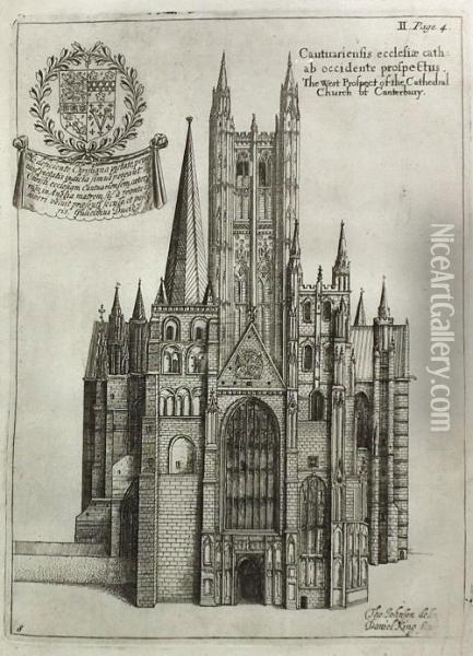 South Prospect Of The Cathedral Oil Painting - Wenceslaus Hollar