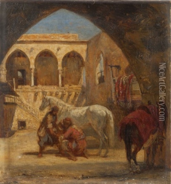 La Maison De L'emir A Broummana Oil Painting - Antoine Alphonse Montfort