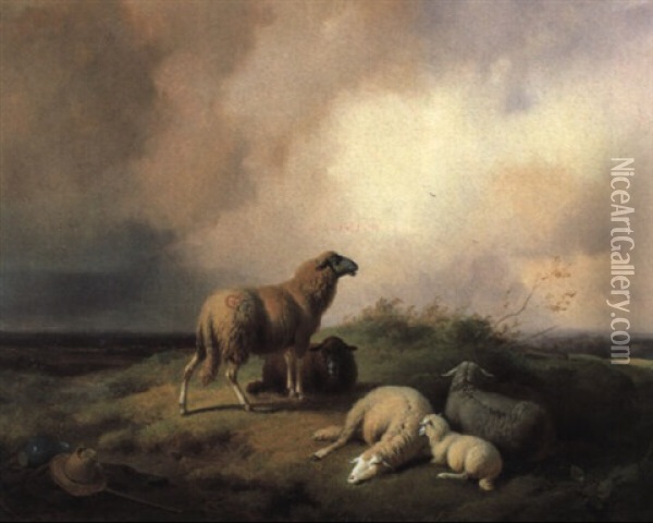 Schafe Auf Der Weide Oil Painting - Moritz Eduard Lotze