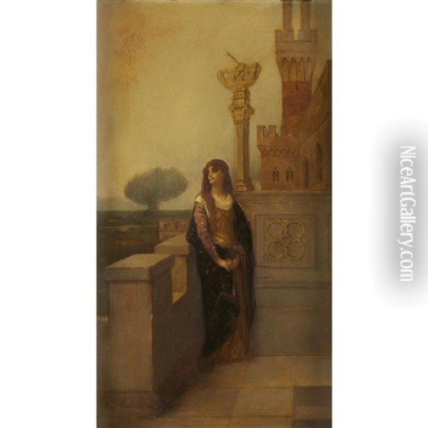 Woman On A Balcony Oil Painting - Alexandre Cabanel