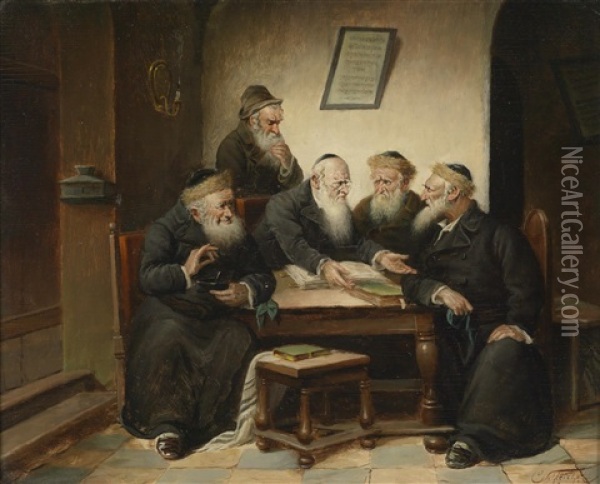 Beim Rabbi Oil Painting - Carl Schleicher