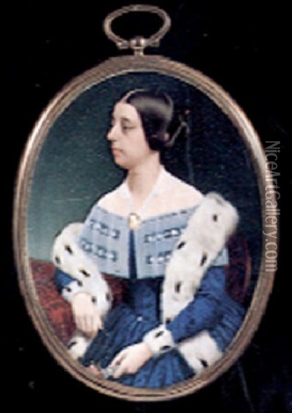 Miss Jane G. Bohlen Of Philadelphia, Pennsylvania, Seated Oil Painting - John Henry Brown