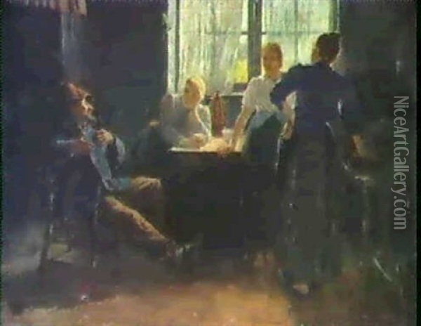 La Conversation. Oil Painting - Jozef Israels