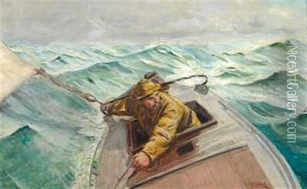 Los Ved Roret Oil Painting - Christian Krohg