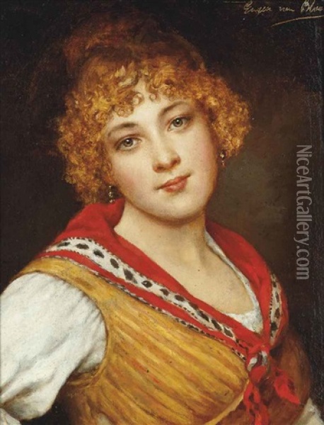 A Young Venetian Beauty Oil Painting - Eugen von Blaas