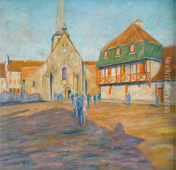 place De Leglise A Boussac  Oil Painting - Maurice Leblanc