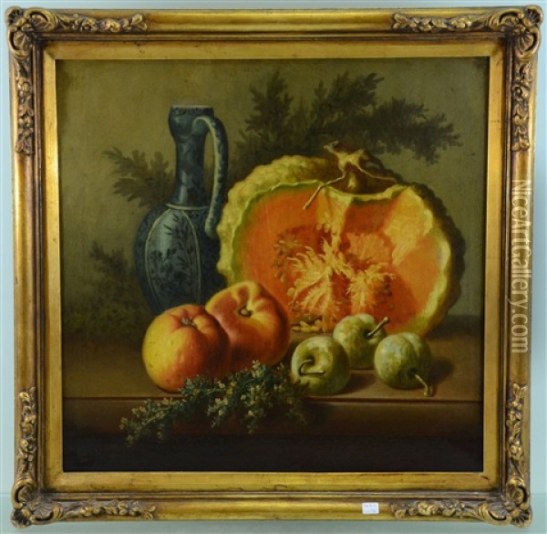 Nature Morte Au Potiron Et Aux Pommes Oil Painting - Jean-Baptiste Robie