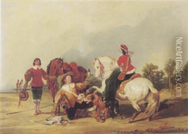 The Hawking Party Oil Painting - Henry Courtney Selous