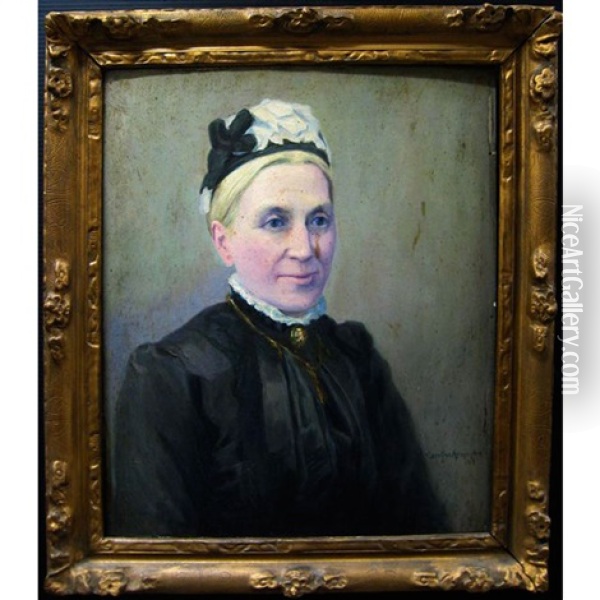 Portrait Of A Woman In Black Oil Painting - Caroline Helena Armington