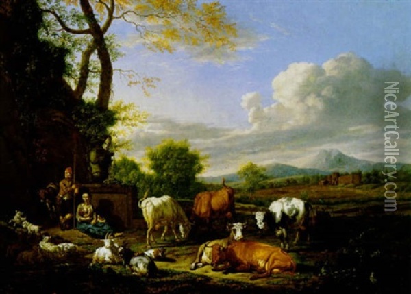 Arkadische Landschaft Oil Painting - Jan van Gool