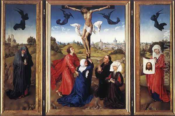 Crucifixion Triptych c. 1445 Oil Painting - Rogier van der Weyden