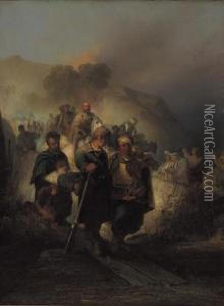 Garibaldi Rende Omaggio Ai Feriti Oil Painting - Girolamo Induno