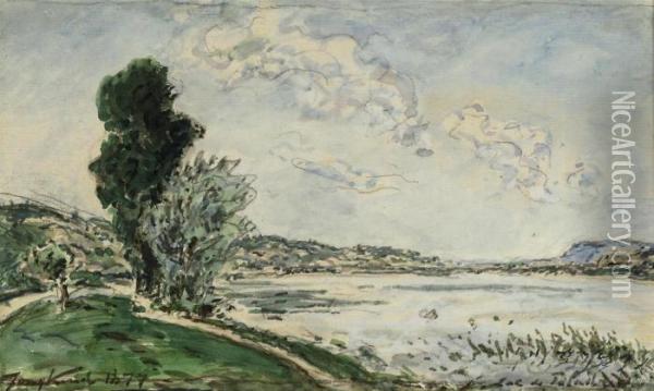 Trees At The Lakeside Oil Painting - Johan Barthold Jongkind