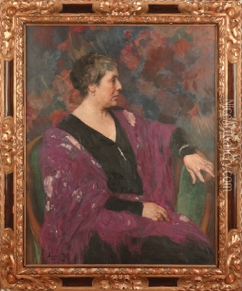 Portrait De Dame Assise Oil Painting - Herman Jean Joseph Richir