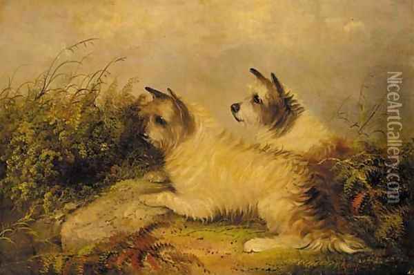 Terriers on the scent Oil Painting - J. Langlois