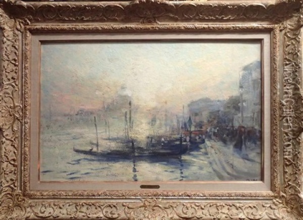 Gondoles A Venise Devant La Piazzetta Oil Painting - Eugene Louis Gillot