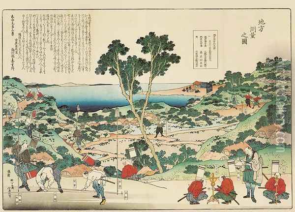 Surveying a Region (Chiho sokuryo no zu) Oil Painting - Katsushika Hokusai